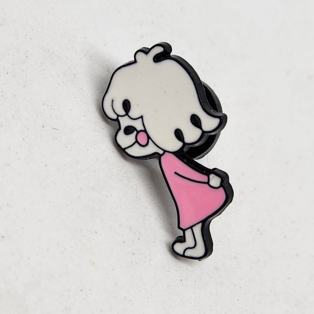 Girl Love Cute Pink Dress Metal Pin Black Tone Backing Lapel Backpack Hat Brooch